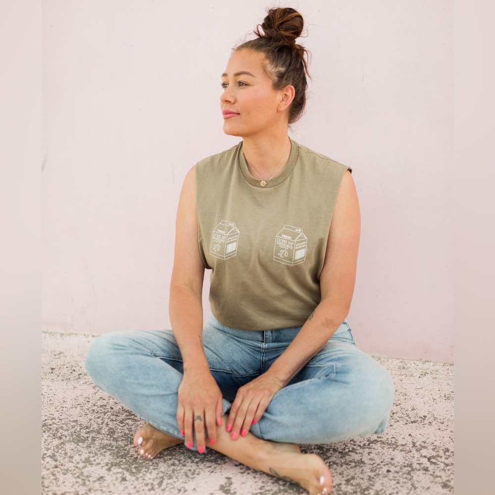 The Little Milk Bar Milk Carton Muscle Tank Green